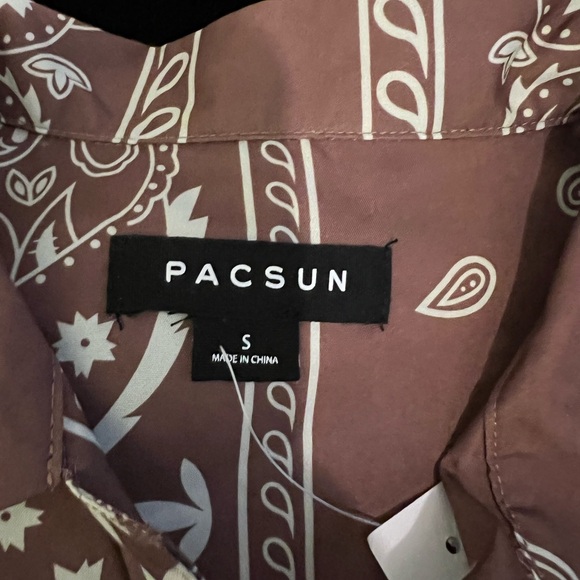 PacSun brown paisley collared button up - Picture 2 of 2